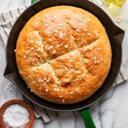 Honey Oat Skillet bread in a cast iron skillet.