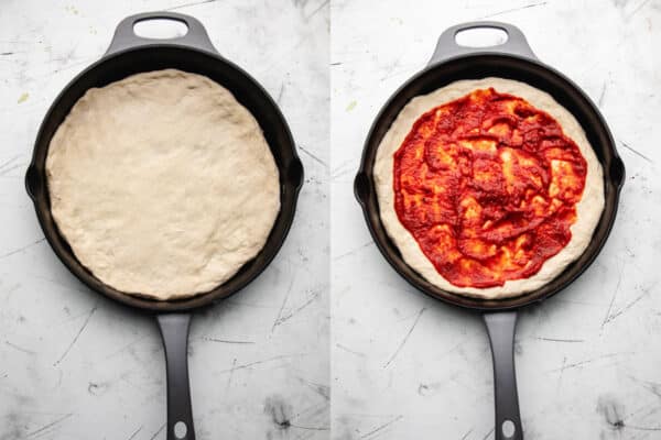 Image showcasing Cast Iron Skillet Pizza - I Heart Eating