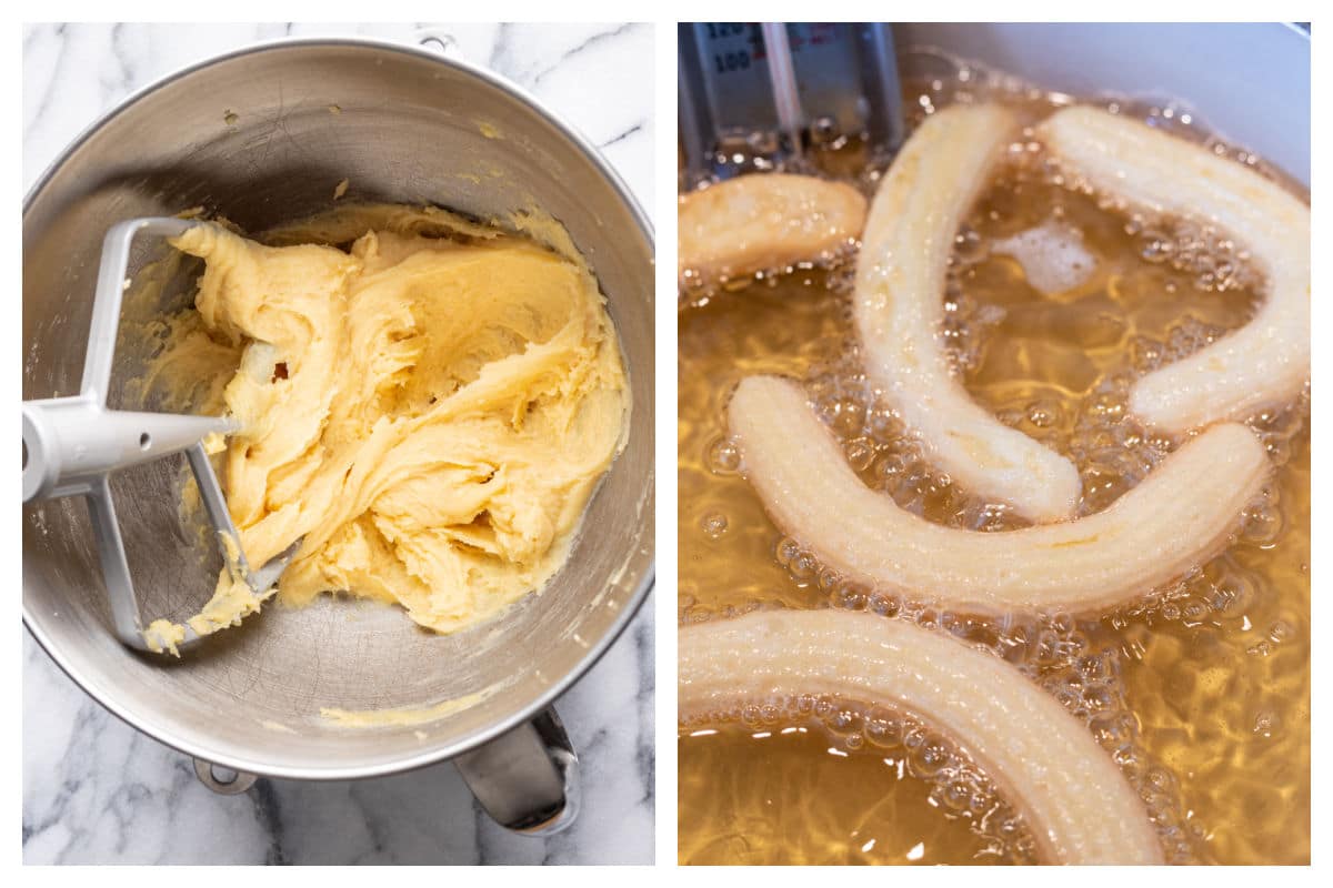 Oeufs mélangés dans la pâte à churros