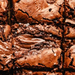 Nutella brownie topped with a sprinkle of flaky salt.