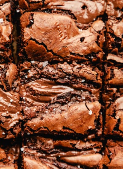 Nutella brownie topped with a sprinkle of flaky salt.