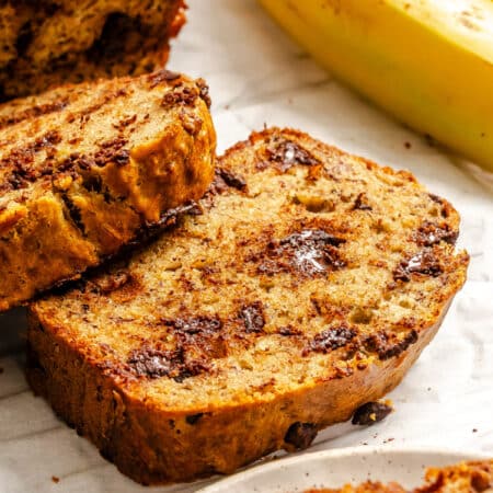 Slices of chocolate chip banana bread